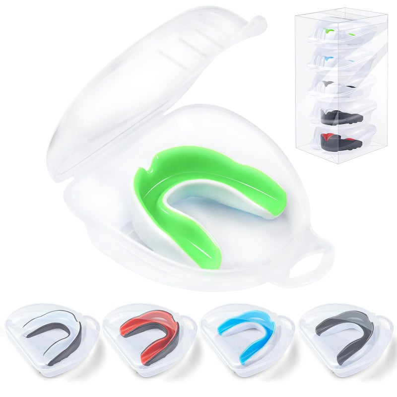 MENOLY 5 Packs Kids Mouth Guard for Football BPA-Free Child Toddler Mouth Guard for Sports Boys Girls with Case for Football  Boxing  Basketball  Lacrosse  MMA  Hockey  Wrestling  Soccer - Image 1